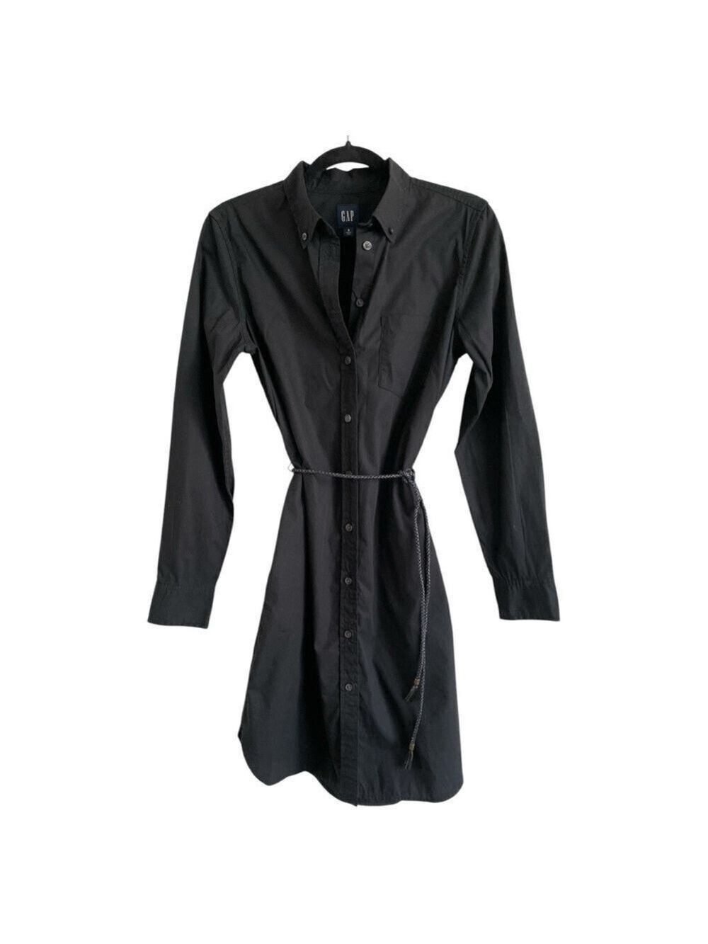 GAP Black Long Sleeve Shirt Dress